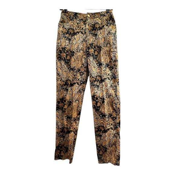 DANA BUCHMAN Gold and black paisley high waisted pants NWT SZ 6 - Picture 13 of 15
